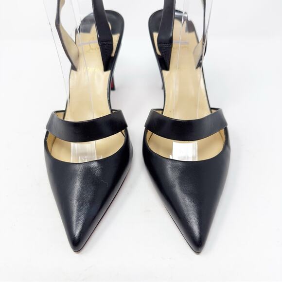 Christian Louboutin Actina Black Leather Slingback Pumps - Picture 3 of 14